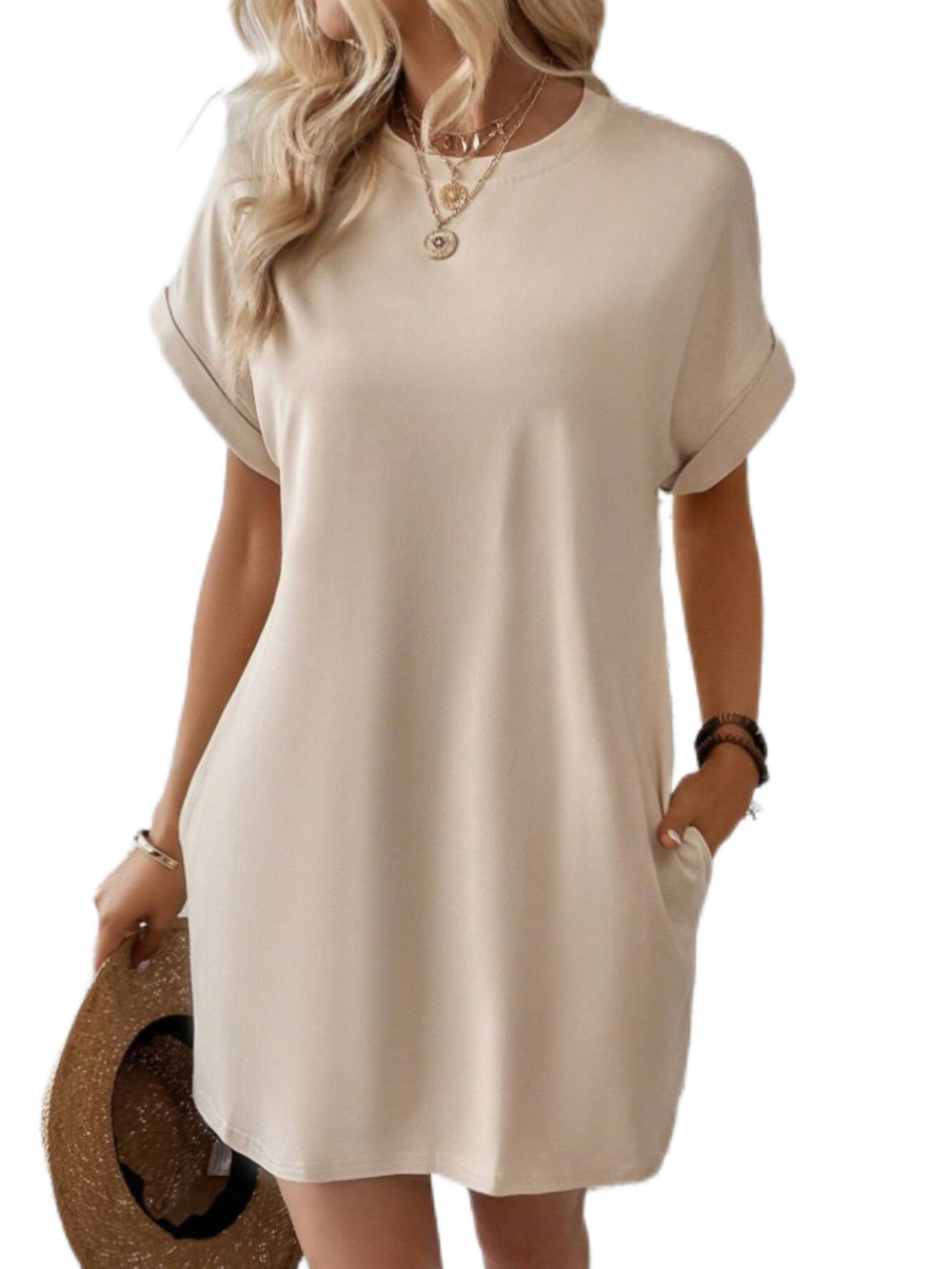 YOURISS Women Midi Dress Soft T Shirt Dress Short Sleeve Summer Tunic Dresses Loose Baggy House Dress